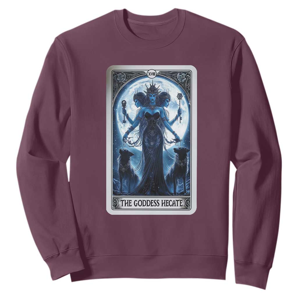 Greek Mythology Hecate Triple Goddess Sweatshirt Moon Pagan Gothic Witch TS09 Maroon Print Your Wear