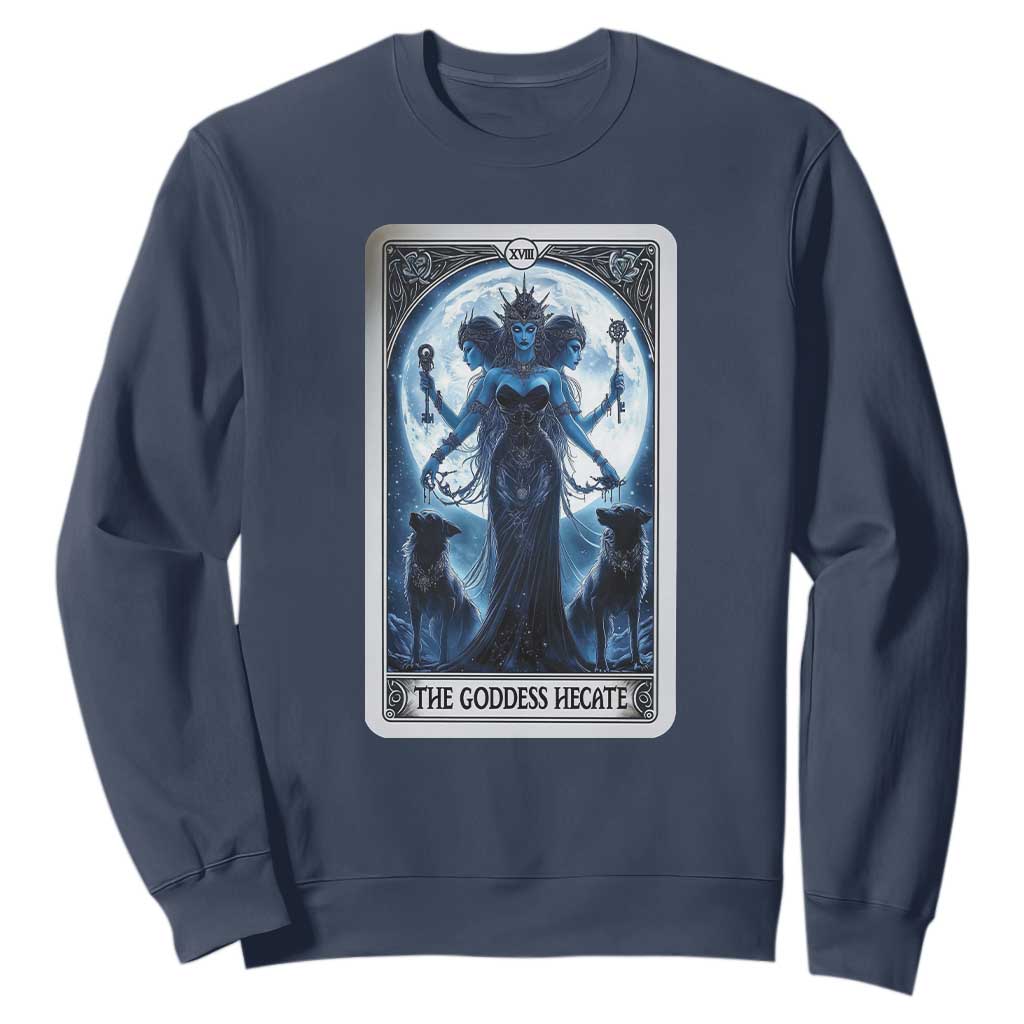 Greek Mythology Hecate Triple Goddess Sweatshirt Moon Pagan Gothic Witch TS09 Navy Print Your Wear