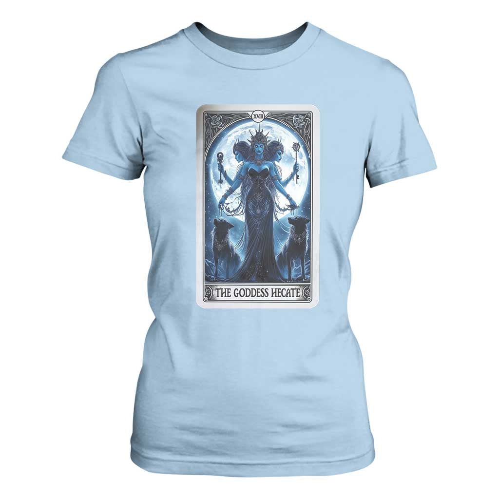 Greek Mythology Hecate Triple Goddess T Shirt For Women Moon Pagan Gothic Witch TS09 Light Blue Print Your Wear