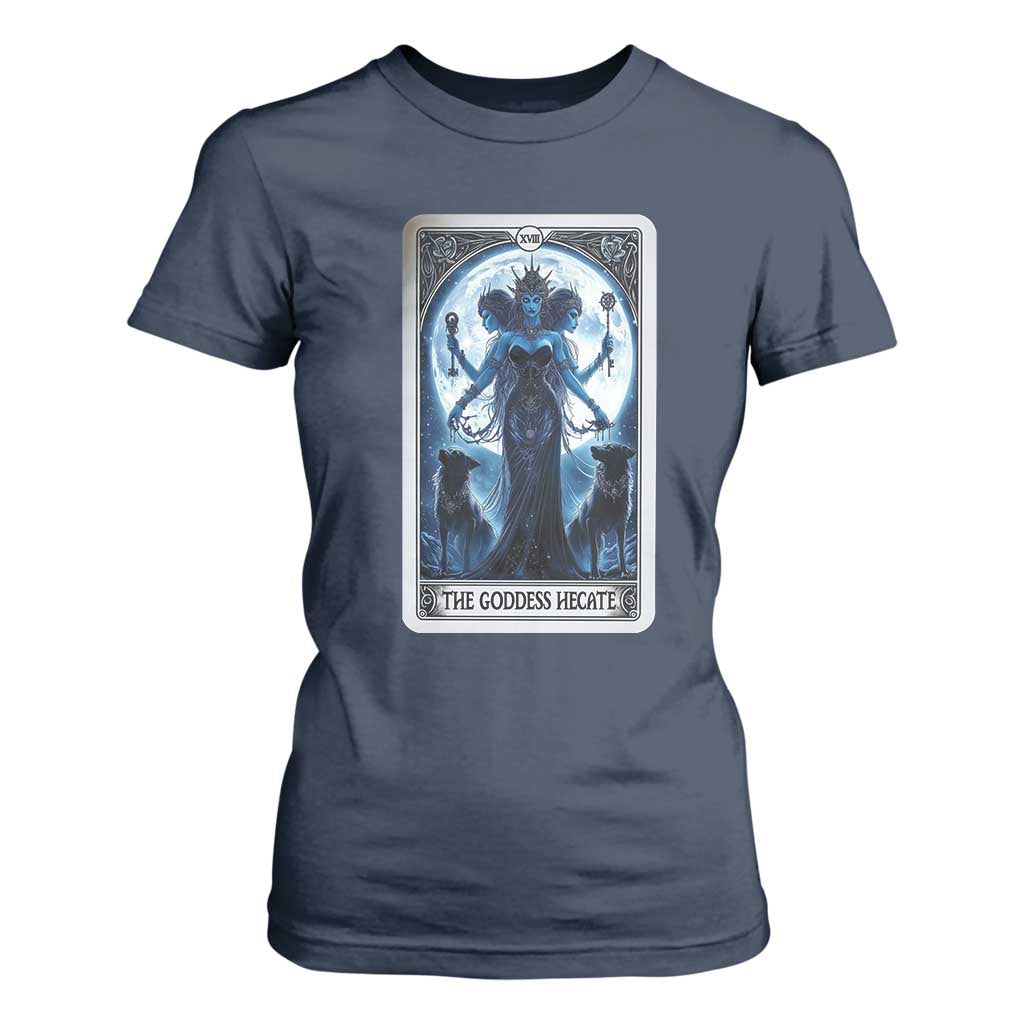 Greek Mythology Hecate Triple Goddess T Shirt For Women Moon Pagan Gothic Witch TS09 Navy Print Your Wear