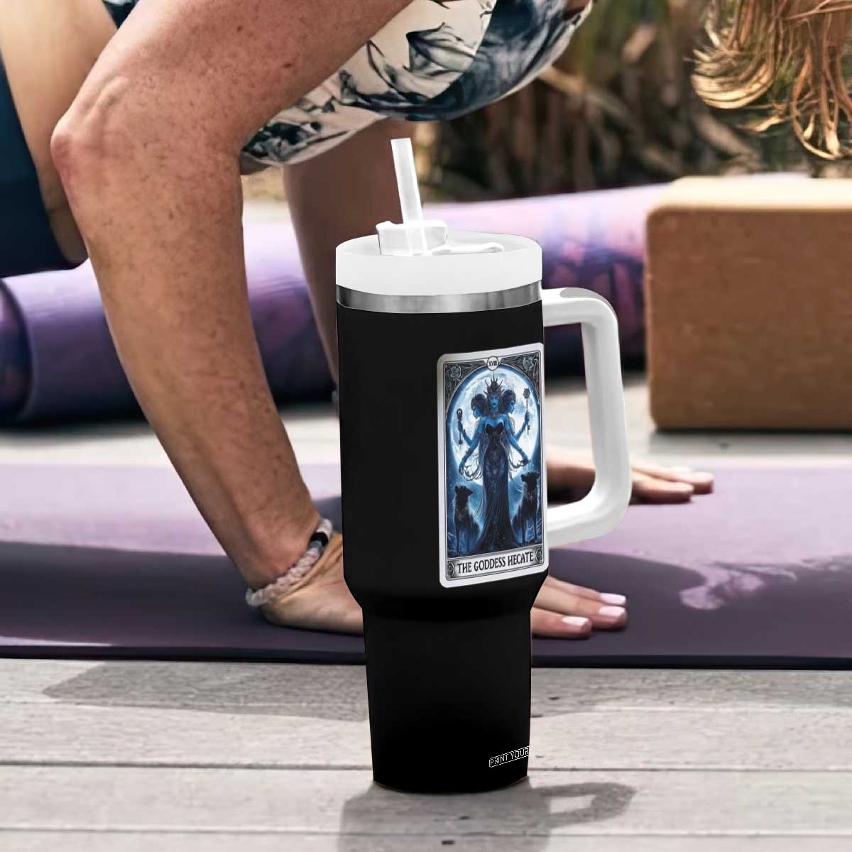 Greek Mythology Hecate Triple Goddess Tumbler With Handle Moon Pagan Gothic Witch TS09 Print Your Wear