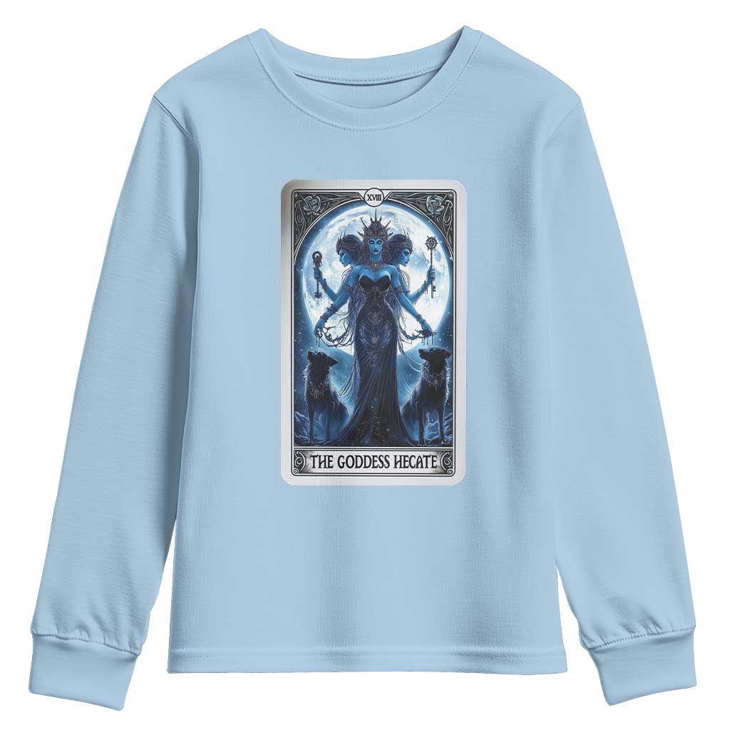Greek Mythology Hecate Triple Goddess Youth Sweatshirt Moon Pagan Gothic Witch TS09 Light Blue Print Your Wear