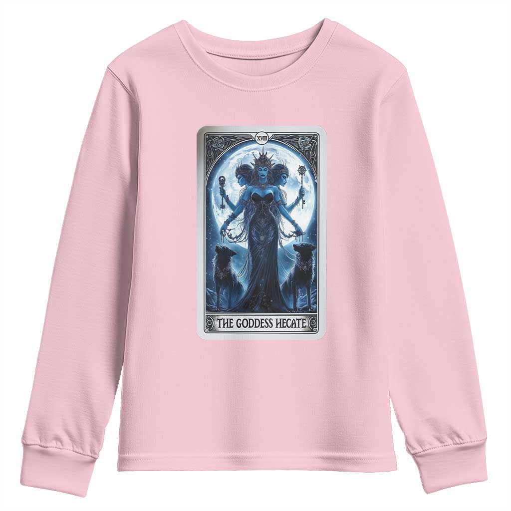 Greek Mythology Hecate Triple Goddess Youth Sweatshirt Moon Pagan Gothic Witch TS09 Light Pink Print Your Wear