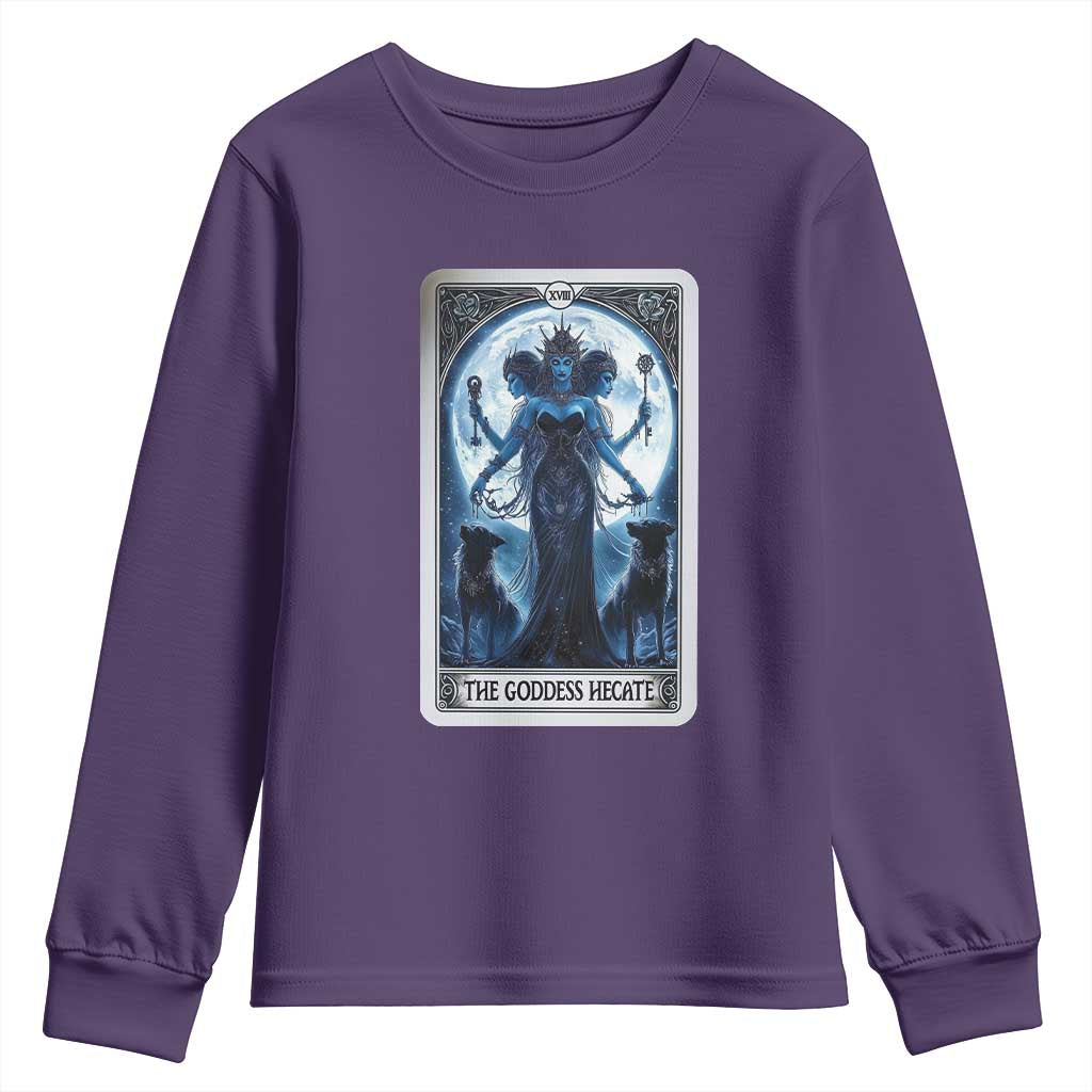 Greek Mythology Hecate Triple Goddess Youth Sweatshirt Moon Pagan Gothic Witch TS09 Purple Print Your Wear