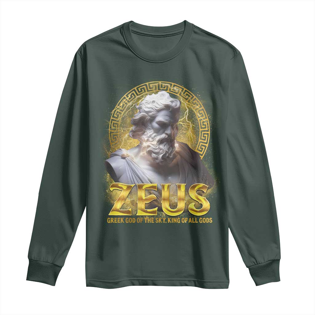 Greek Mythology Zeus Long Sleeve Shirt God Of The Sky King Of All Gods TS09 Dark Forest Green Print Your Wear