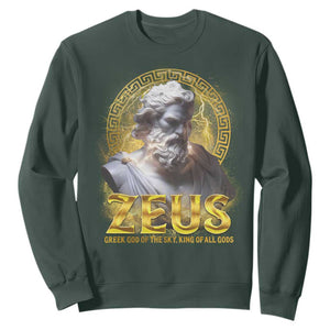 Greek Mythology Zeus Sweatshirt God Of The Sky King Of All Gods TS09 Dark Forest Green Print Your Wear