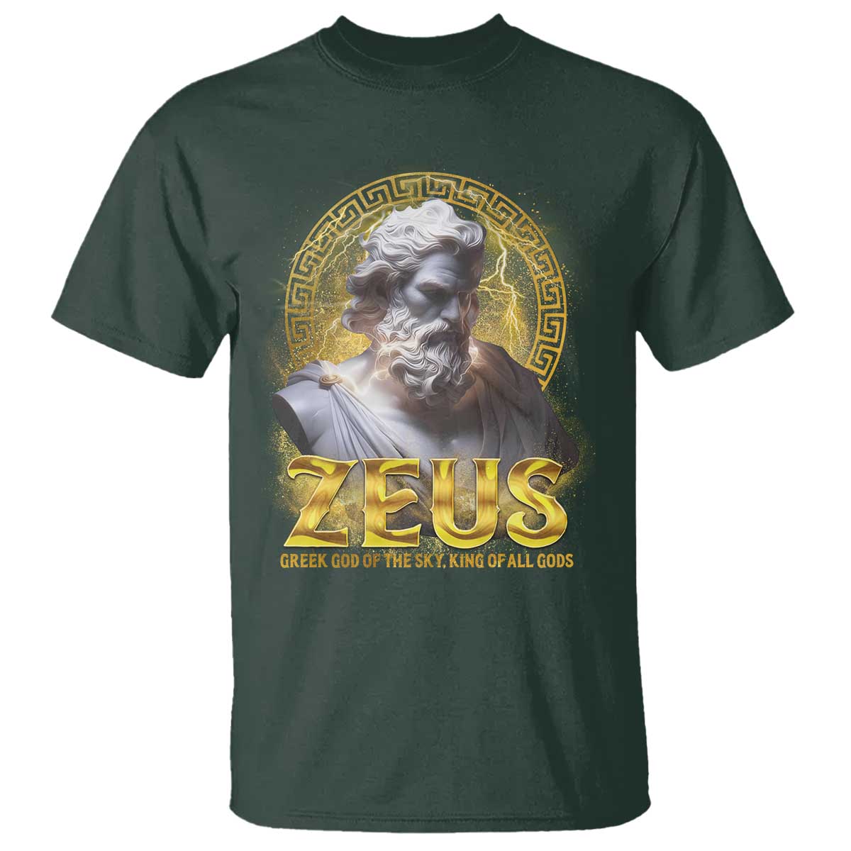Greek Mythology Zeus T Shirt God Of The Sky King Of All Gods TS09 Dark Forest Green Print Your Wear