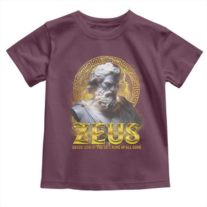 Greek Mythology Zeus Toddler T Shirt God Of The Sky King Of All Gods TS09 Maroon Print Your Wear