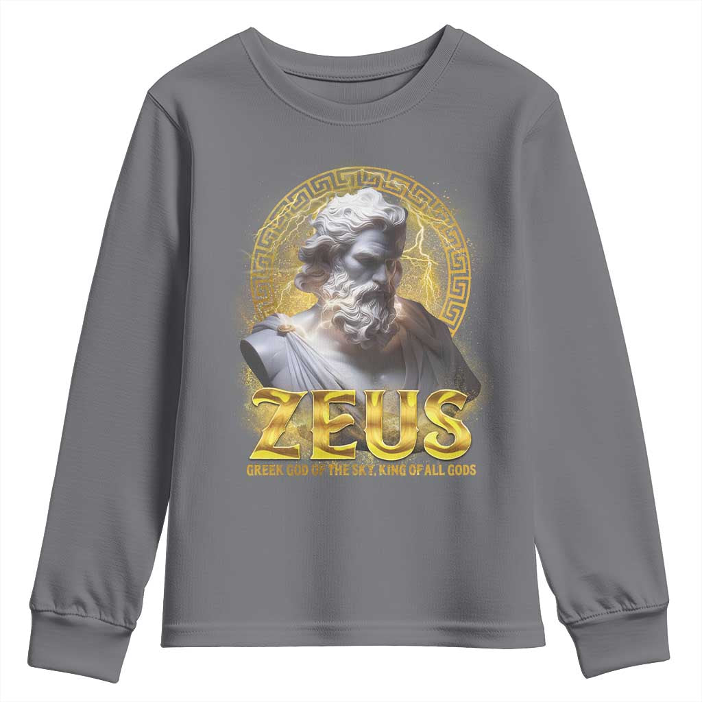 Greek Mythology Zeus Youth Sweatshirt God Of The Sky King Of All Gods TS09 Charcoal Print Your Wear