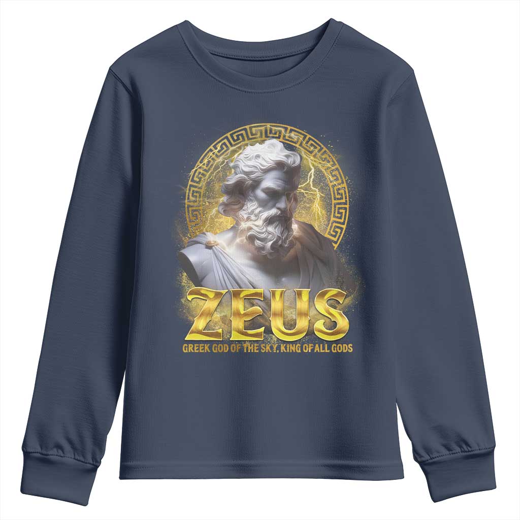 Greek Mythology Zeus Youth Sweatshirt God Of The Sky King Of All Gods TS09 Navy Print Your Wear