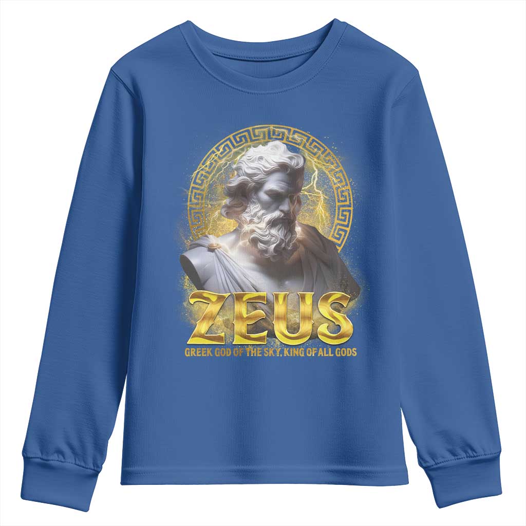 Greek Mythology Zeus Youth Sweatshirt God Of The Sky King Of All Gods TS09 Royal Blue Print Your Wear