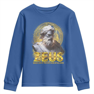 Greek Mythology Zeus Youth Sweatshirt God Of The Sky King Of All Gods TS09 Royal Blue Print Your Wear