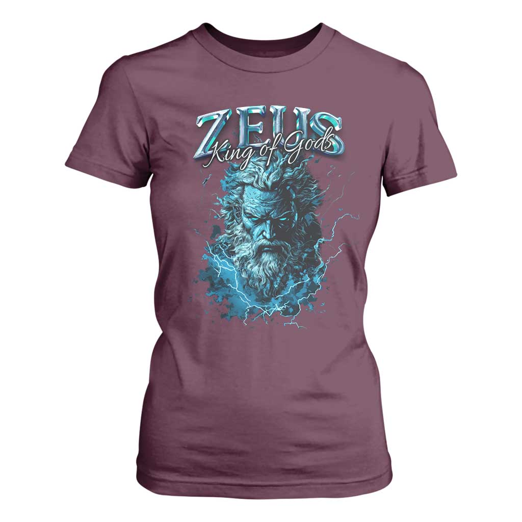 Greek Mythology Zeus T Shirt For Women King Of Gods TS09 Maroon Print Your Wear