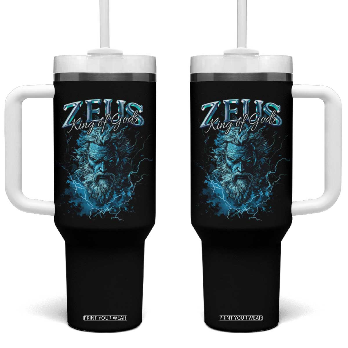 Greek Mythology Zeus Tumbler With Handle King Of Gods TS09 One Size: 40 oz Black Print Your Wear