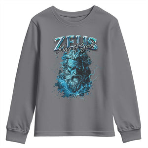 Greek Mythology Zeus Youth Sweatshirt King Of Gods TS09 Charcoal Print Your Wear