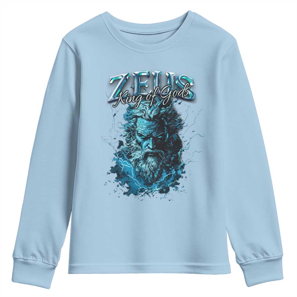 Greek Mythology Zeus Youth Sweatshirt King Of Gods TS09 Light Blue Print Your Wear