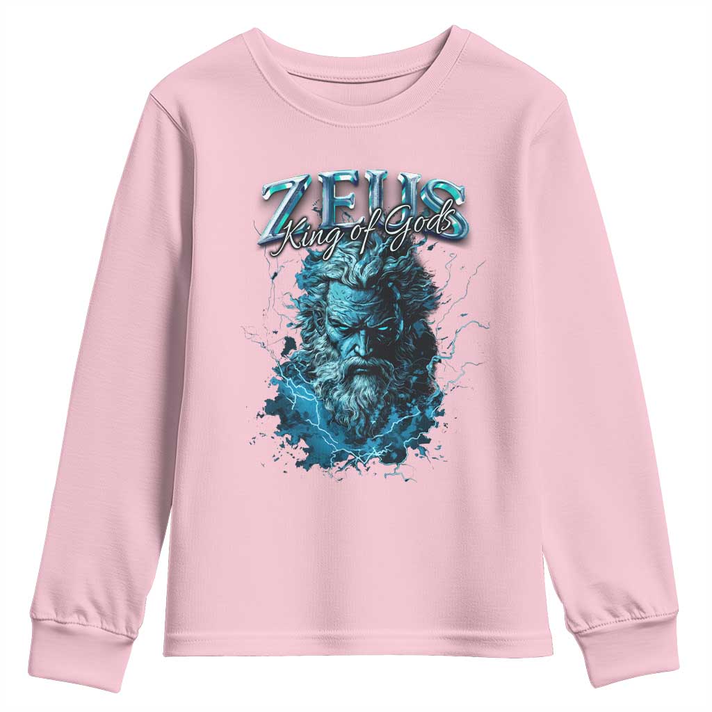 Greek Mythology Zeus Youth Sweatshirt King Of Gods TS09 Light Pink Print Your Wear
