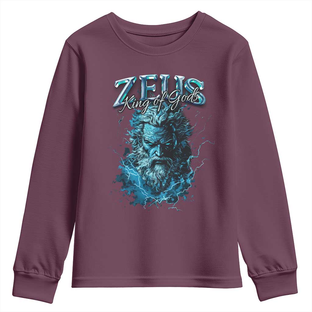 Greek Mythology Zeus Youth Sweatshirt King Of Gods TS09 Maroon Print Your Wear