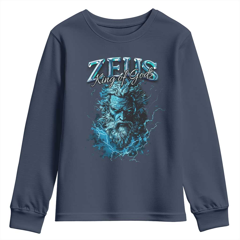 Greek Mythology Zeus Youth Sweatshirt King Of Gods TS09 Navy Print Your Wear