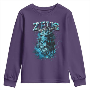 Greek Mythology Zeus Youth Sweatshirt King Of Gods TS09 Purple Print Your Wear