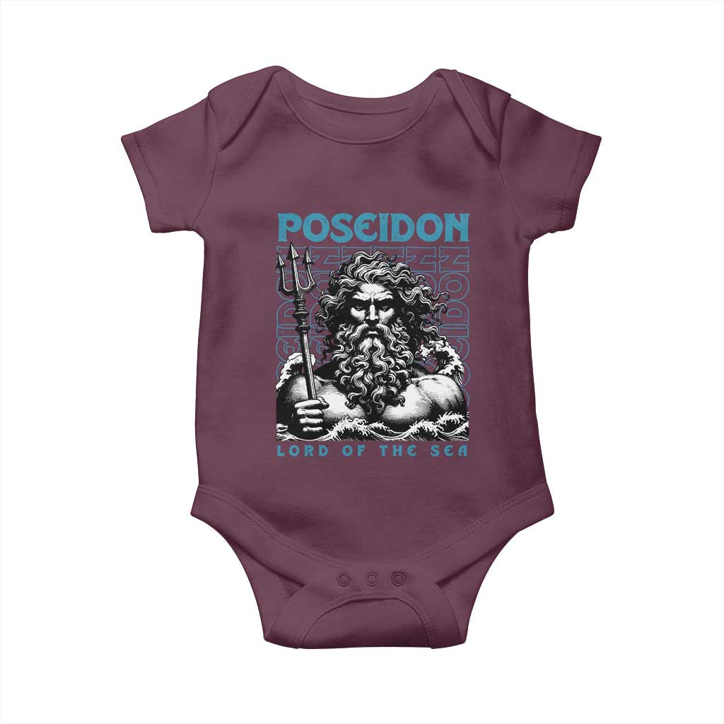 Greek Mythology Poseidon Baby Onesie Lord Of The Sea Trident TS09 Maroon Print Your Wear