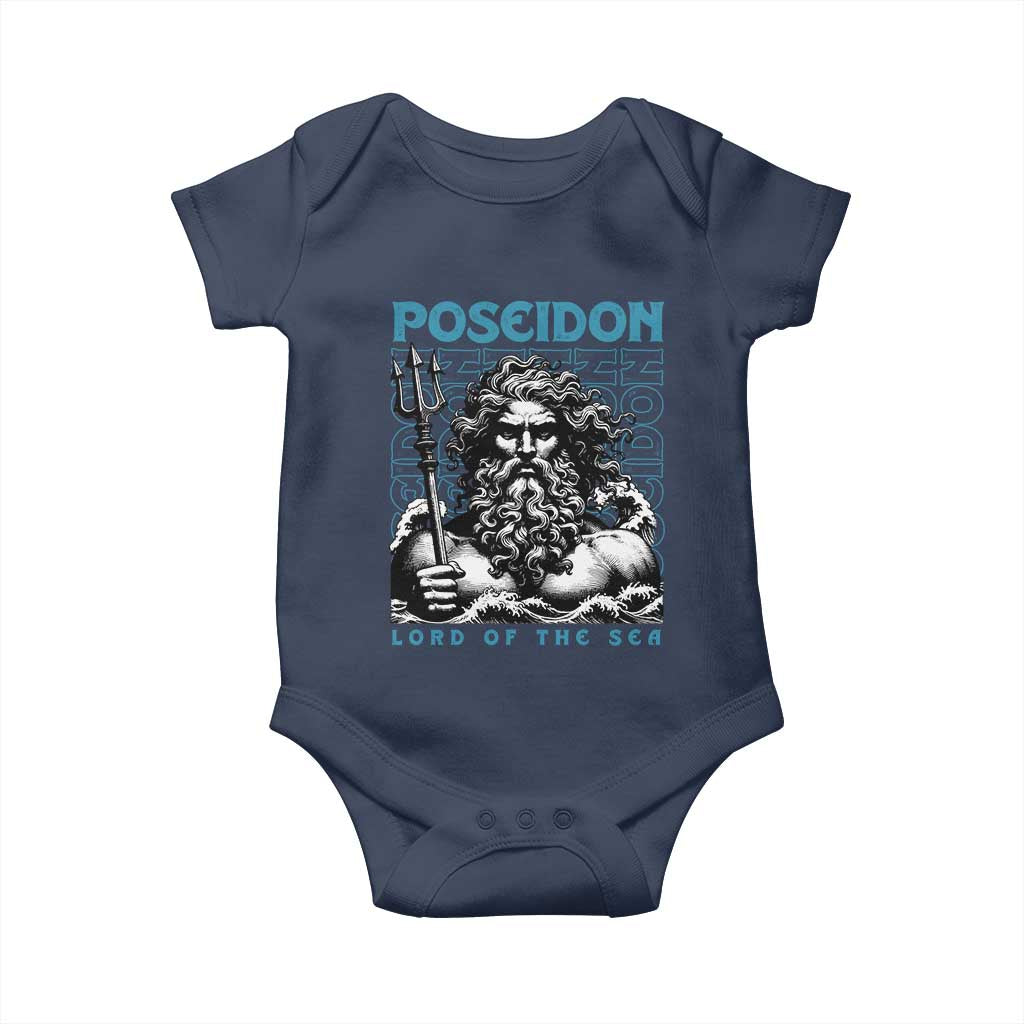 Greek Mythology Poseidon Baby Onesie Lord Of The Sea Trident TS09 Navy Print Your Wear