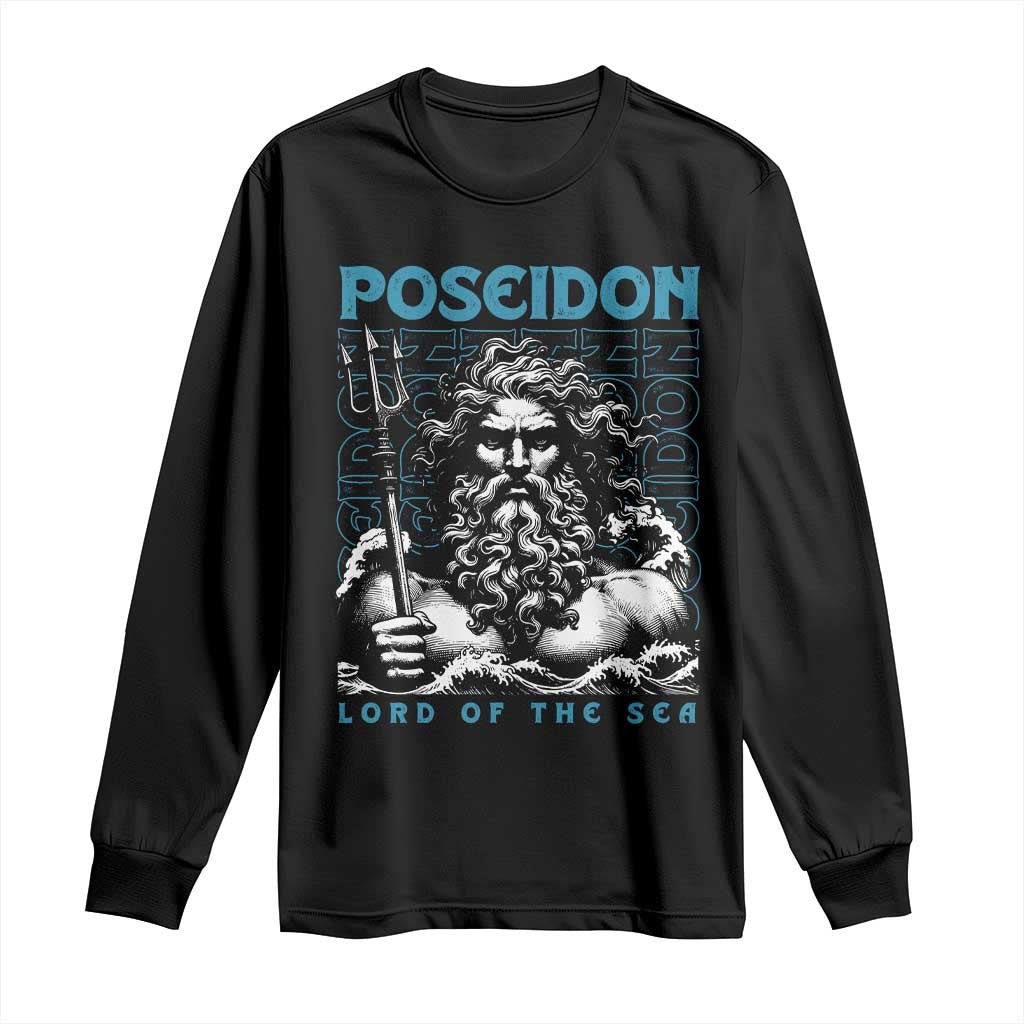 Greek Mythology Poseidon Long Sleeve Shirt Lord Of The Sea Trident TS09 Black Print Your Wear