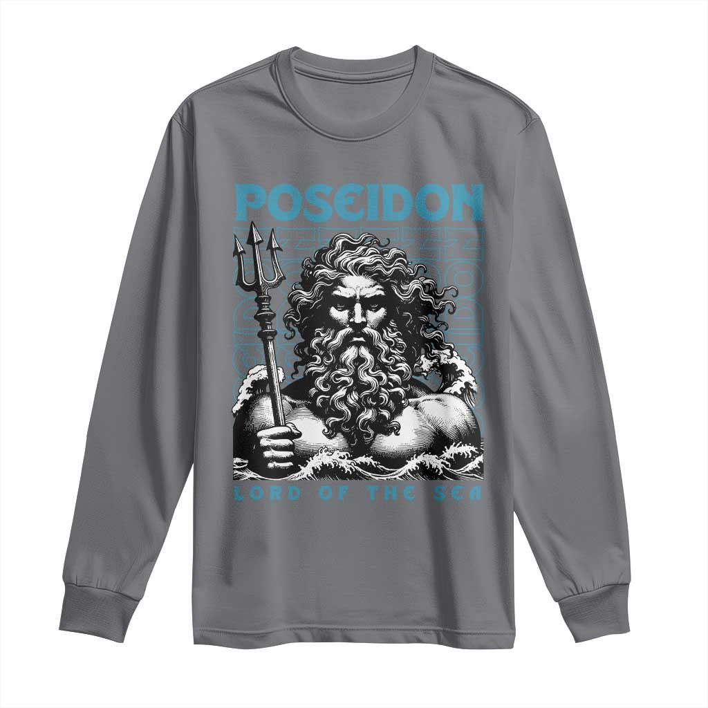 Greek Mythology Poseidon Long Sleeve Shirt Lord Of The Sea Trident TS09 Charcoal Print Your Wear