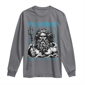 Greek Mythology Poseidon Long Sleeve Shirt Lord Of The Sea Trident TS09 Charcoal Print Your Wear