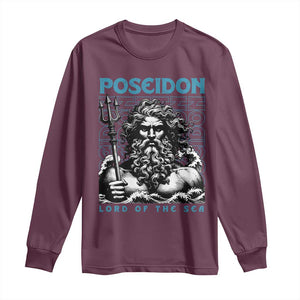 Greek Mythology Poseidon Long Sleeve Shirt Lord Of The Sea Trident TS09 Maroon Print Your Wear