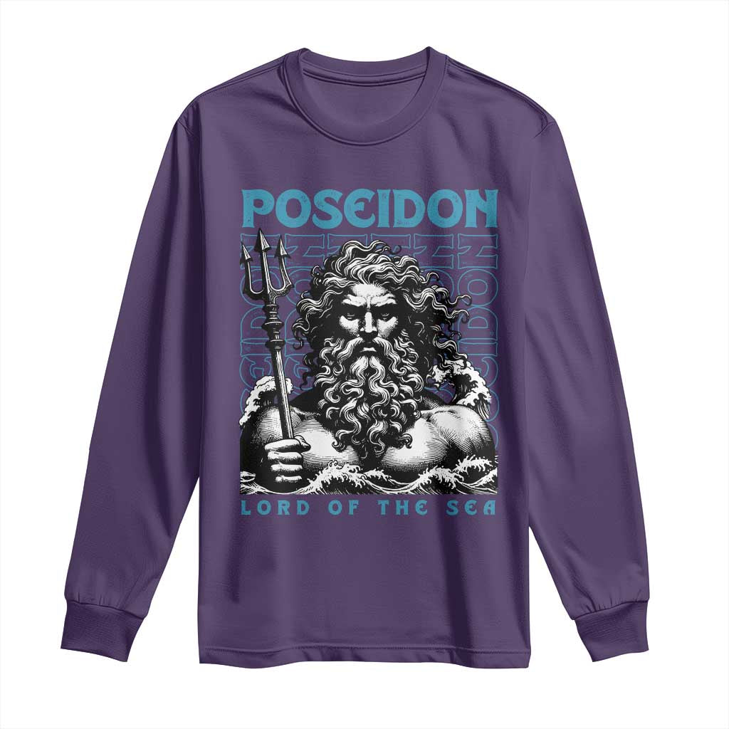 Greek Mythology Poseidon Long Sleeve Shirt Lord Of The Sea Trident TS09 Purple Print Your Wear