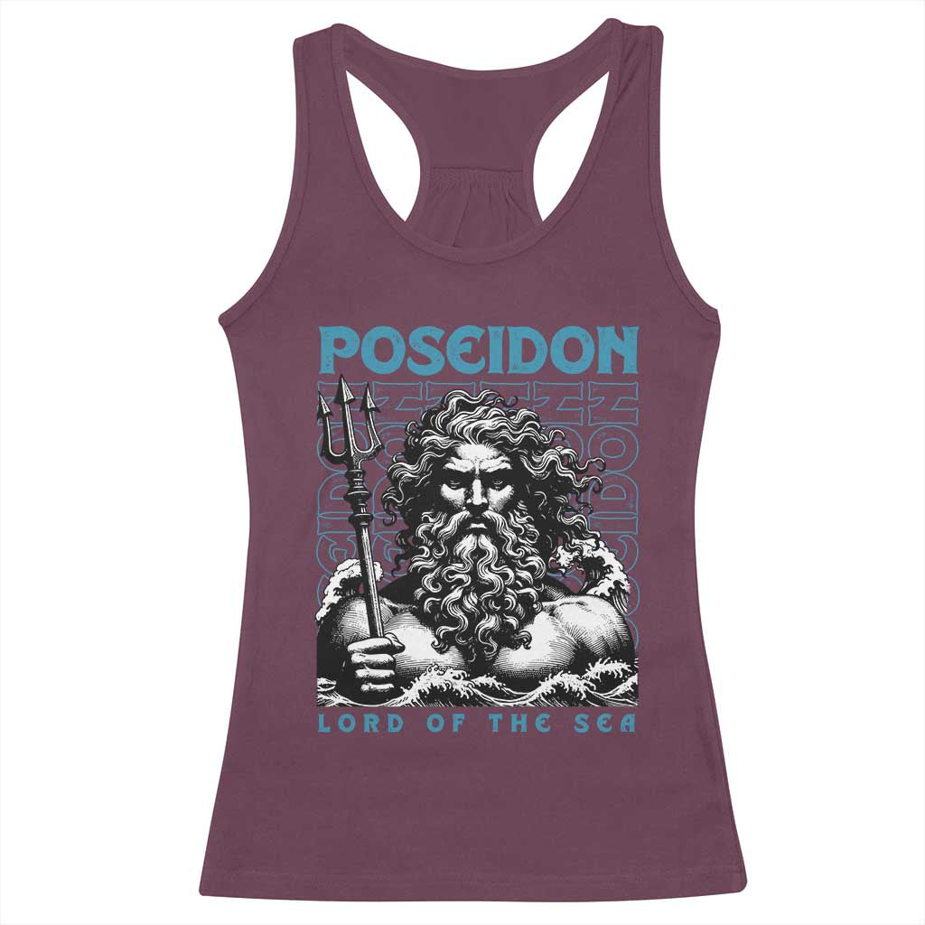Greek Mythology Poseidon Racerback Tank Top Lord Of The Sea Trident TS09 Maroon Print Your Wear