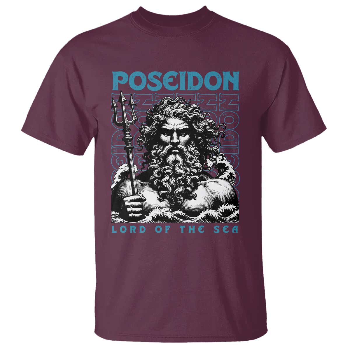 Greek Mythology Poseidon T Shirt Lord Of The Sea Trident TS09 Maroon Print Your Wear