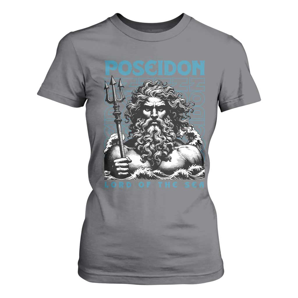 Greek Mythology Poseidon T Shirt For Women Lord Of The Sea Trident TS09 Charcoal Print Your Wear