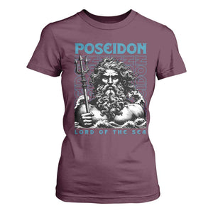 Greek Mythology Poseidon T Shirt For Women Lord Of The Sea Trident TS09 Maroon Print Your Wear