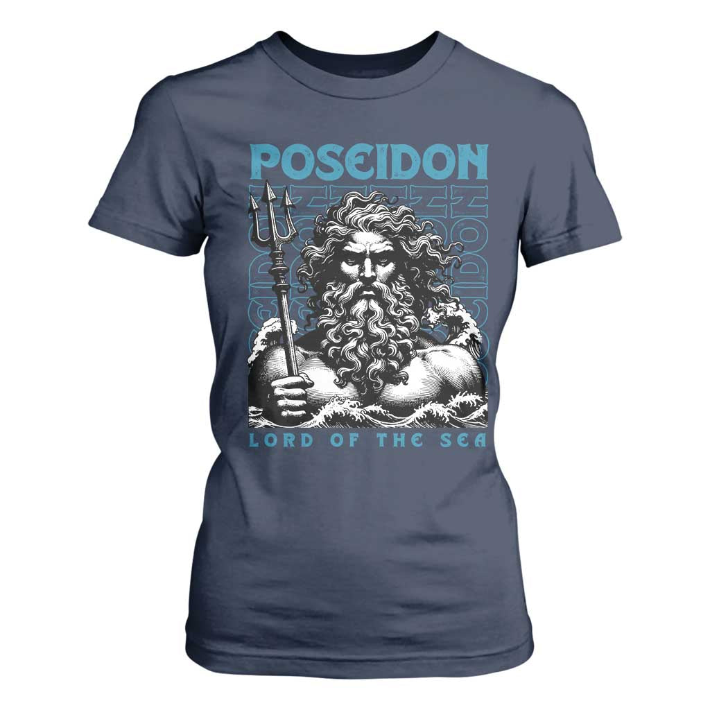 Greek Mythology Poseidon T Shirt For Women Lord Of The Sea Trident TS09 Navy Print Your Wear