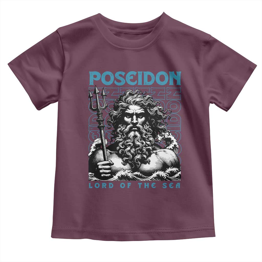 Greek Mythology Poseidon Toddler T Shirt Lord Of The Sea Trident TS09 Maroon Print Your Wear