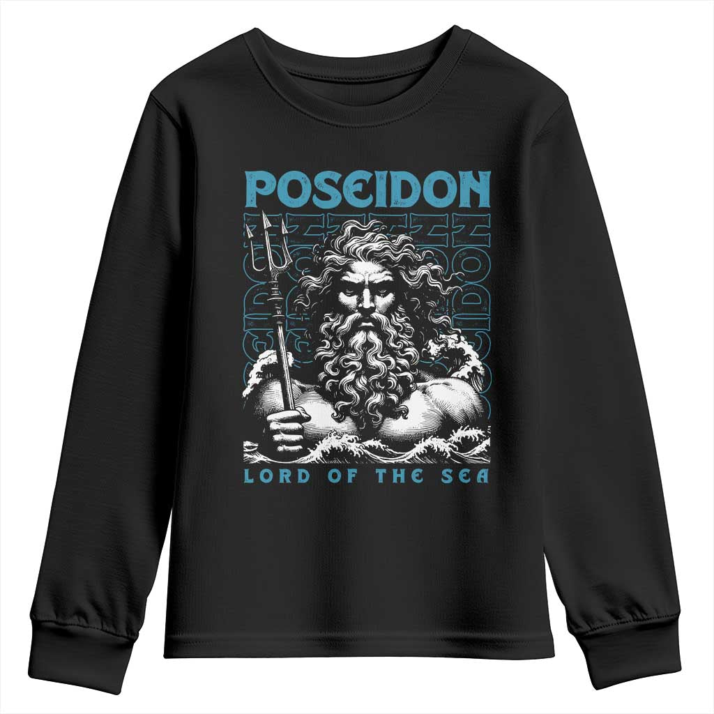 Greek Mythology Poseidon Youth Sweatshirt Lord Of The Sea Trident TS09 Black Print Your Wear