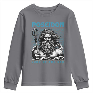 Greek Mythology Poseidon Youth Sweatshirt Lord Of The Sea Trident TS09 Charcoal Print Your Wear