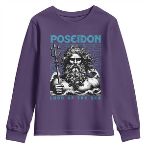 Greek Mythology Poseidon Youth Sweatshirt Lord Of The Sea Trident TS09 Purple Print Your Wear
