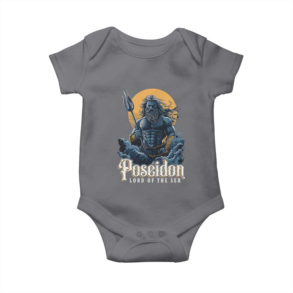Ancient Greek Mythology Poseidon Baby Onesie Lord Of The Sea Trident TS09 Charcoal Print Your Wear