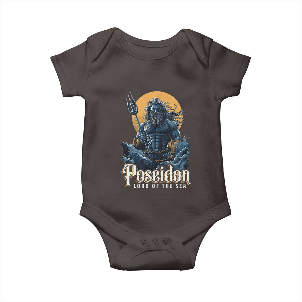 Ancient Greek Mythology Poseidon Baby Onesie Lord Of The Sea Trident TS09 Dark Chocolate Print Your Wear