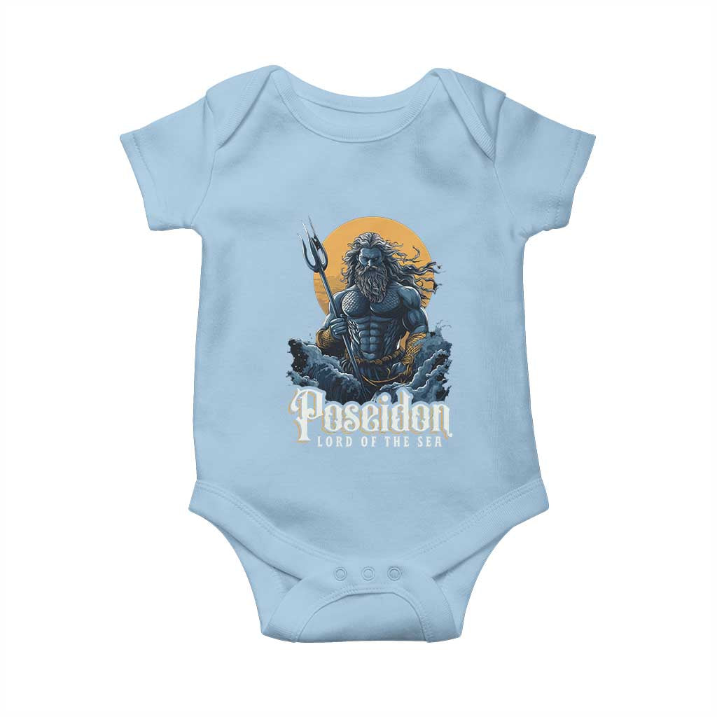 Ancient Greek Mythology Poseidon Baby Onesie Lord Of The Sea Trident TS09 Light Blue Print Your Wear