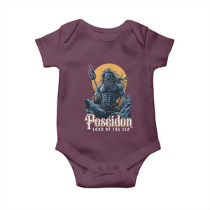 Ancient Greek Mythology Poseidon Baby Onesie Lord Of The Sea Trident TS09 Maroon Print Your Wear