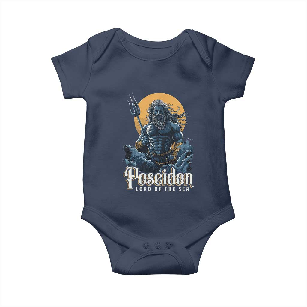 Ancient Greek Mythology Poseidon Baby Onesie Lord Of The Sea Trident TS09 Navy Print Your Wear