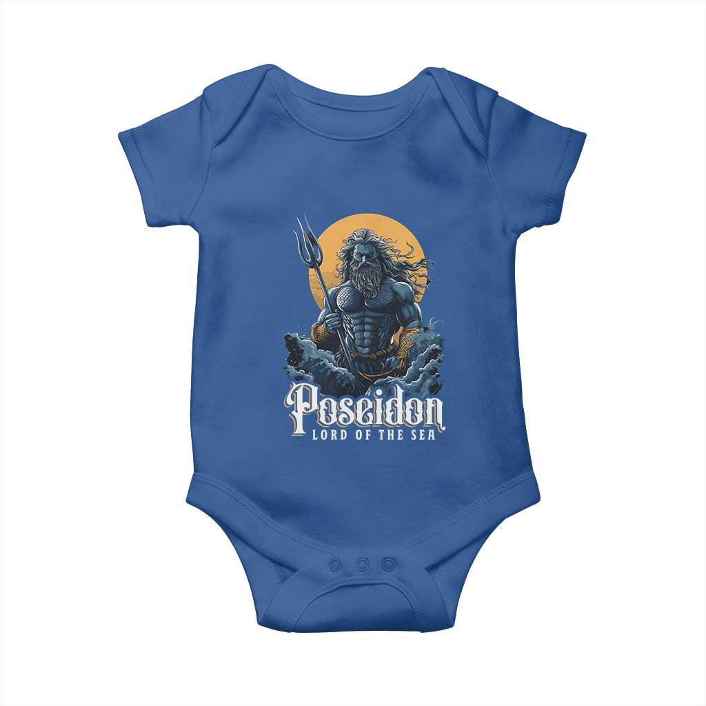 Ancient Greek Mythology Poseidon Baby Onesie Lord Of The Sea Trident TS09 Royal Blue Print Your Wear