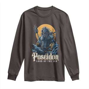 Ancient Greek Mythology Poseidon Long Sleeve Shirt Lord Of The Sea Trident TS09 Dark Chocolate Print Your Wear