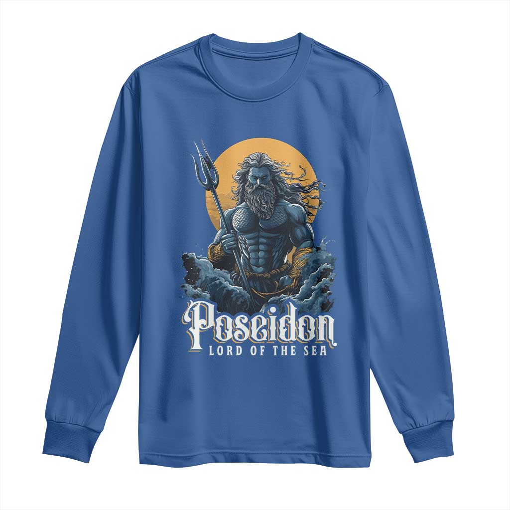 Ancient Greek Mythology Poseidon Long Sleeve Shirt Lord Of The Sea Trident TS09 Royal Blue Print Your Wear