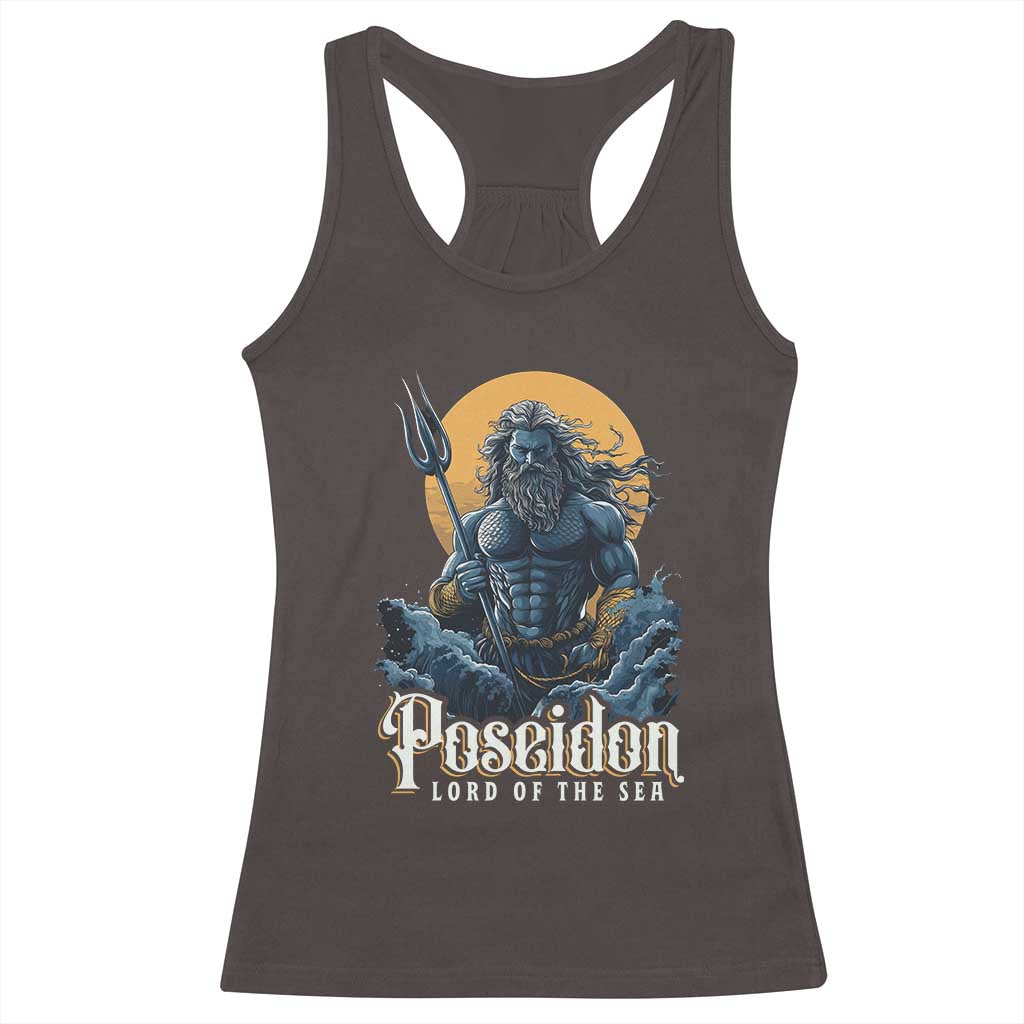 Ancient Greek Mythology Poseidon Racerback Tank Top Lord Of The Sea Trident TS09 Dark Chocolate Print Your Wear