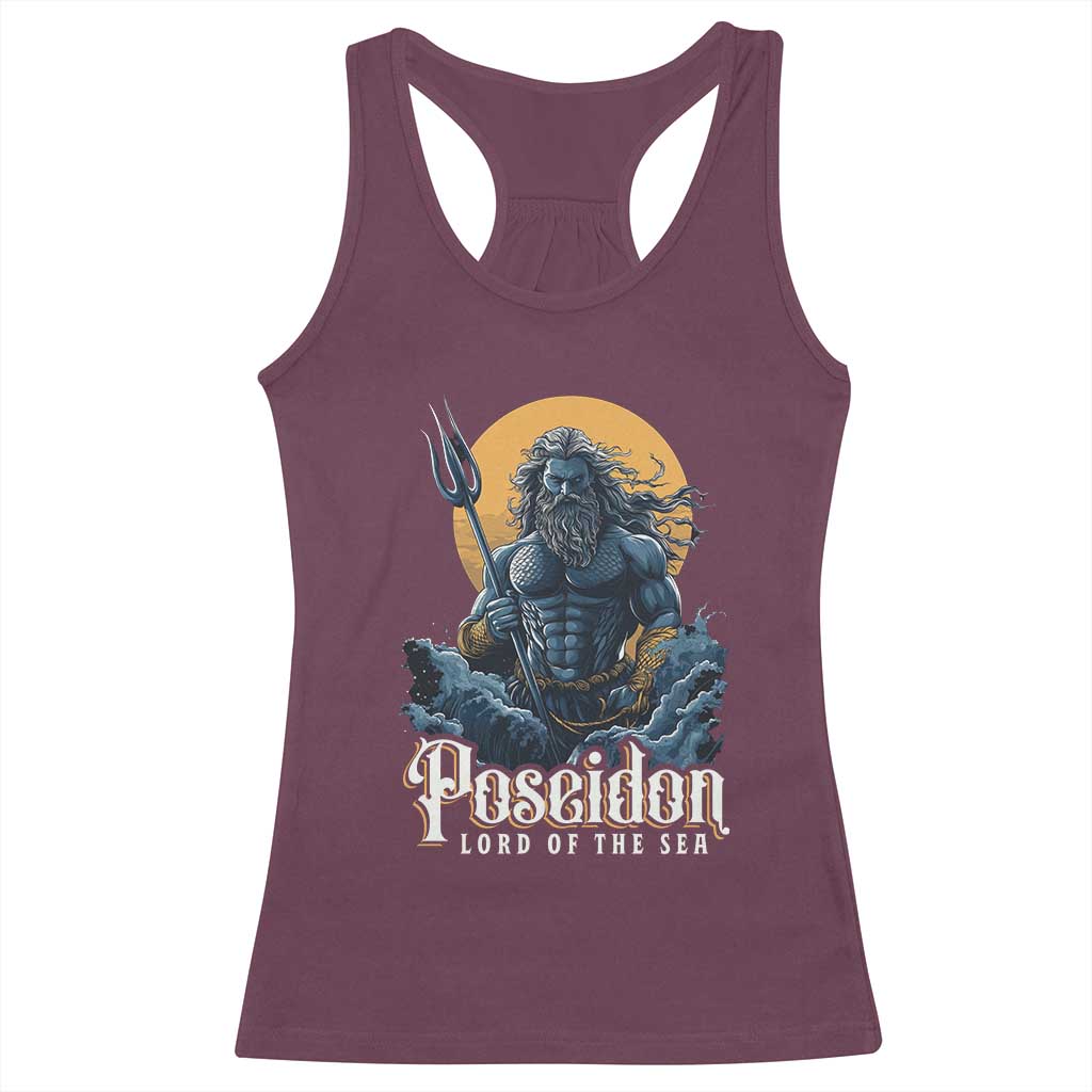 Ancient Greek Mythology Poseidon Racerback Tank Top Lord Of The Sea Trident TS09 Maroon Print Your Wear